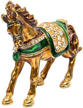 Qifu рачно насликана емајлиран мал стил на коњски украсен украсен накит кутија уникатен подарок за домашен декор