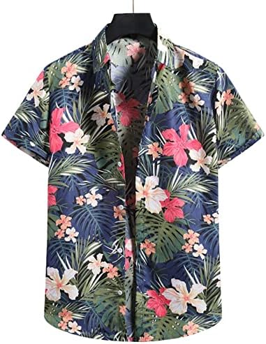 Графичка маица машка лето ново копче за кратки ракави со кратки ракави лабава лапава хавајска кошула за печатење врвови маички кошули