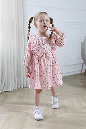 Девојче девојче фустан есен зимска облека деца со долги ракави здолништа облеки цветни фустани