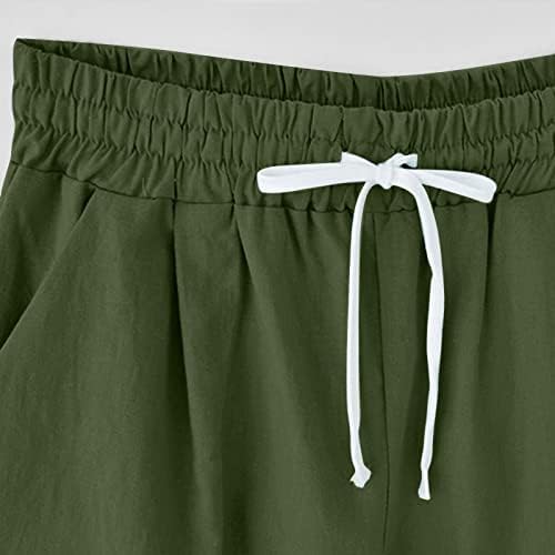 Тренингот Спандекс шорцеви за жени печатени летни памучни панталони со високи половини, плус шорцеви со големина