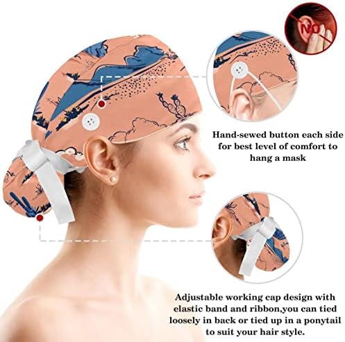 Медицински капачиња прилагодливо работно капаче со копчиња и лажна коса, африканска жена во геометриска завиткана глава