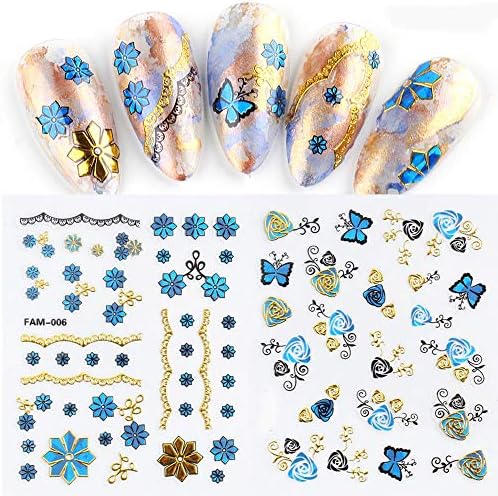 Letwin 30 листови 3D налепници за лепила за нокти на пеперутка декорации ласерско и сина пеперутка форми маникир DIY декорации за нокти Дизајн