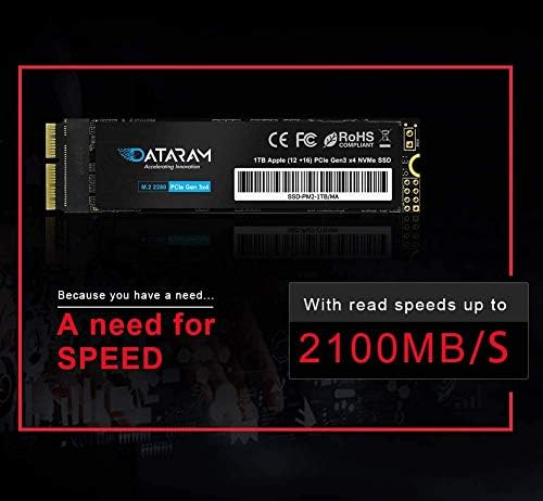 Dataram 2TB M.2 M-Key PCIe NVME SSD за 2013-16 MacBook, Mac Pro, Air, Mini, iMac