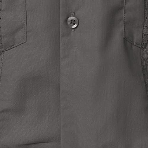 STOOTO MENS летни обични маици, мулти џебно копче Lapel Dwown кратка ракав цврста боја основен дизајн на врвови кошула