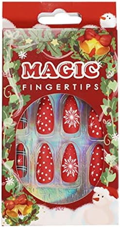 NPKGVIA Божиќниот стил Прес Nail Snow DIY налепници за нокти за жени за женски само лепило за водоотпорни нокти налепници на ноктите