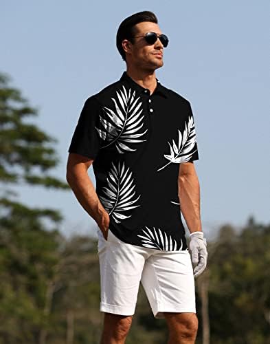 Аптро машки хавајски голф поло маици со кратки ракави влага се сушат 4-насочно истегнување