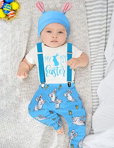 АГАПЕНГ бебе момче Велигденска облека Мојата прва велигденска облека за новороденчиња кратки ракави ромпер зајаче суспензија панталони
