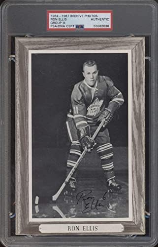 161 Рон Елис - 1964 година Фотографии од пчела, III хокеј картички оценети PSA Auto - автограмирани фотографии од NHL