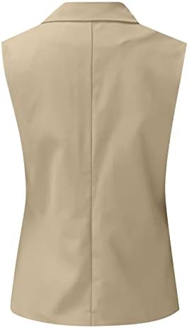 Fragarn ровови палта за жени со цврста боја на жени, отворен предниот џеб кардиган, формален костум без ракави кошула јакна од кошула