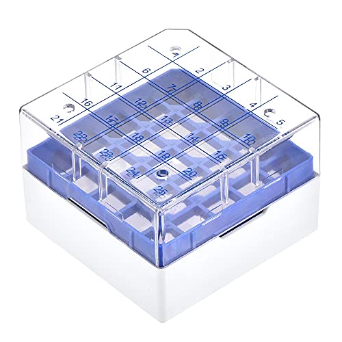uxcell Центрифуга Цевка Замрзнувач Кутија За Складирање 25 Места Водоотпорен Полипропилен Криоген Држач Решетката за 1.8/2ml Микроцентрифуга