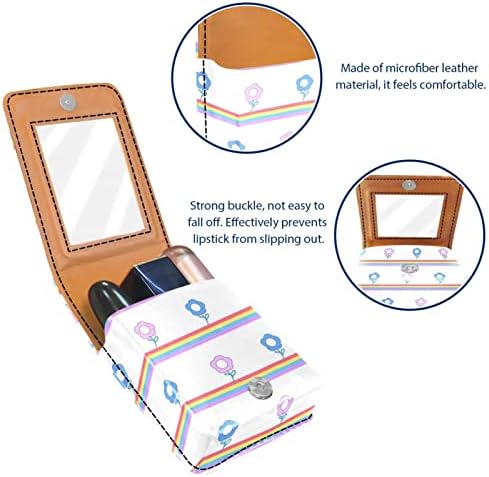 Кармин за шминка ОРИУКАН торба ЗА кармин со огледало пренослива торбичка за складирање кармин организатор за складирање сјај за усни, Цртан