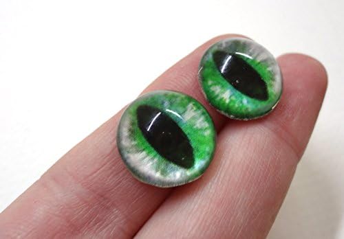 Стакло од 16 мм зелена мачка очи или змеј очи кабохони за фантастична уметност кукла таксидермиски скулптури или накит што прават