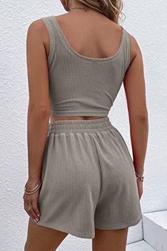 Женски облеки со две парчиња летни шорцеви поставува дневнички совпаѓачки комплети без ракави врвови од потта 2023 облека за одмор