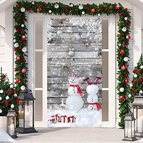 Божиќ Снешко Врата Покрие Среќен Божиќ Врата Украси Зимски Снешко Вратата Банер За Влезната Врата Тремот Божиќ Партија Материјали