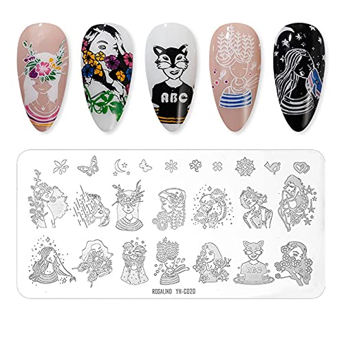Шаблони за уметност на Зитинијан нокти запечатувајќи маникир за нокти, стампер матрица остава цвеќиња животно за жени девојки