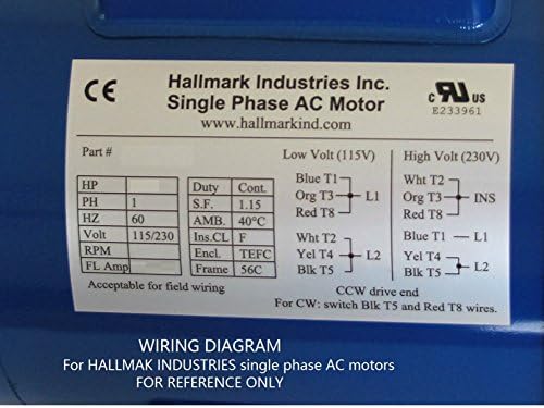 Hallmark Industries MA0520E AC мотор, 2 КС, 1725 вртежи во минута, 3ph/60 Hz, 208-230/460V AC, 56C/TEFC, со нога, SF 1,15, инсул Ф, инвертер