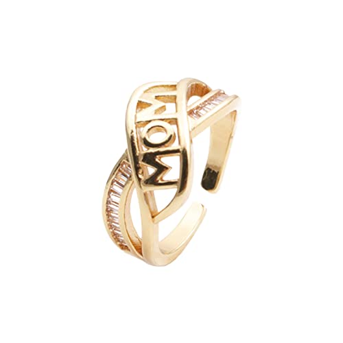 Нови украси за Денот на мајката за повеќебојни мајки Пресечен англиски азбука Мама Отворање на чело прилагодлив прстен прстен прстен