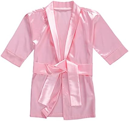Детето бебе девојче сатенски облекува деца цврста боја лесна кимоно облека бањарка