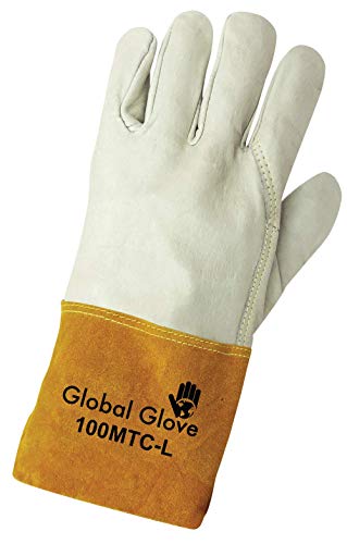 Глобална ракавица 100MTC - Премиум жито Cowhide MIG/TIG заварувачи на ракавици - X -LARGE -