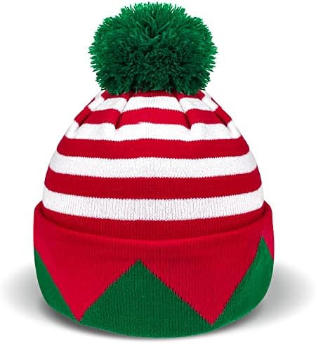 Асиккон Божиќна елф плетена капа за возрасни Божиќ, плетена капа, симпатична санта зимска топла капа за мажи жени подароци црвена и зелена