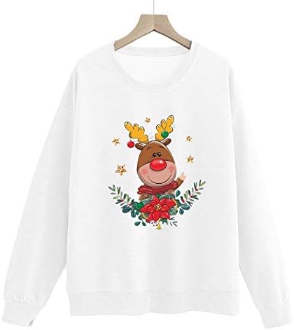 Џемпер на пуловер за жени, Божиќни графички печатени џемпери, обични долги ракави лабави удобни блузи врвови