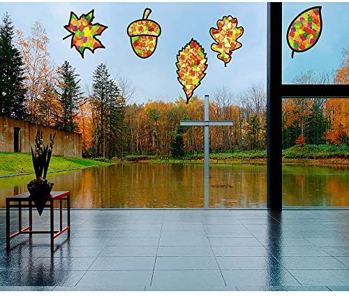 Exquiss 10 парчиња есенски лист Сонцеч занаетчиски ткиво хартија занаети есенски украси DIY прозорец уметност Suncatchers занаетчиски