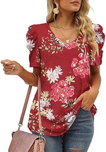 Женска кошула 2023 кратка ракав за ракав vneck памук графички симпатичен бранч врвен мета за дами есен лето Joо Joо