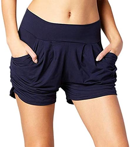 Ултра меки џебови шорцеви жени летни високи половини плетени лабави обични панталони