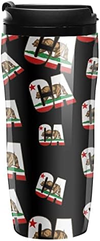 Калифорнија Мечка Знаме Патување Кафе Кригла Со Капак Пластични Тамблер Двојно Ѕид Чаша За Канцеларија На Отворено