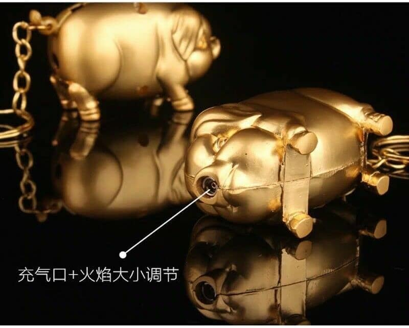 Yegoshopping прекрасна златна свиња модел бутански гас запален метал надуен цигара оган мини креативен оган стартер - еден полесен со клуч