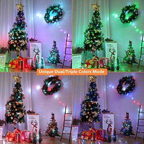 Brizlabs Боја Промена на Божиќни самовили, 66ft 200 LED Божиќно повеќебојно светло со низа со далечински, бели Божиќни светла со време на