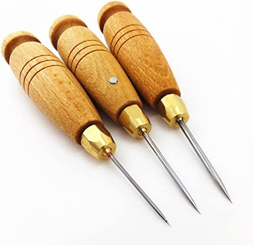 3 парчиња кожа занаетчиска Швајцарија за шиење на челик за шиење бод за пирс, алатка за игла, комплет за алатки за алатки 1,5/2/2,5мм