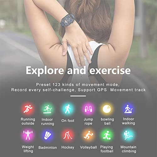 Qonioi Smart Watch 1,85 инчен високо-дефиниција со цел екран Bluetooth Повикаат повеќе здравствени проверки игри Фотографии Мултифункционални