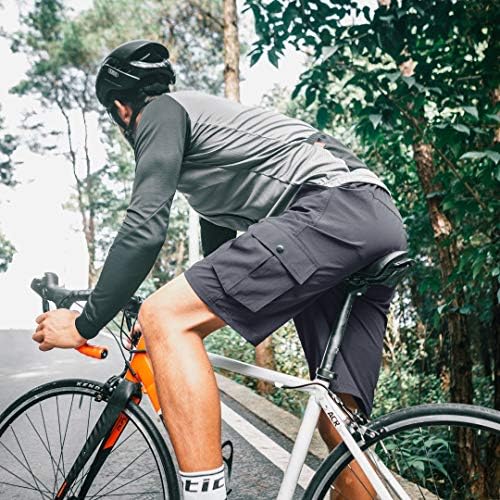 Планински велосипеди шорцеви за мажи со 3Д со велосипедизам MTB шорцеви, лесни лабави вклопени велосипеди за долна облека за долна