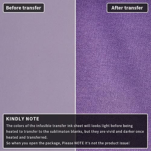 Wowocut Purple Infurable Transfer Transfer Leats, преносот на топлина Неискрена хартија 2 пакувања пакувања, 12 x12 лим за сублимација за