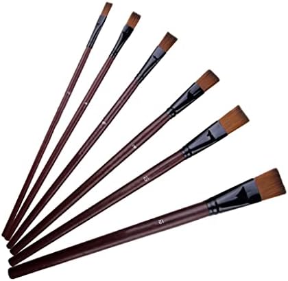 SDGH 6pcs/Поставете рамна четка најлонска коса дрвена акварел акрилно масло четка за бои постави за цртање на сликање занаетчиски