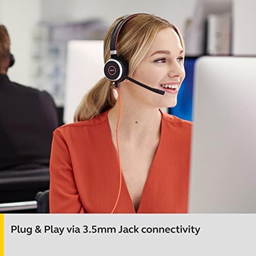 Jabra Evolve 40 UC моно слушалки - Унифицирани слушалки за комуникација за VoIP мекофон со пасивно откажување на бучава - само 3,5 мм jackек