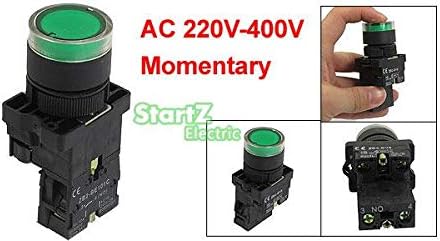 5 парчиња 22мм Не Зелена осветлена светлосна моментална копче за притискање AC 220V ZB2-EW3361