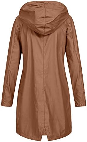 Дождовски палта за жени 2022 плус големина долг ракав водоотпорен спортска облека јакна со качулка со палто со долга јакна со