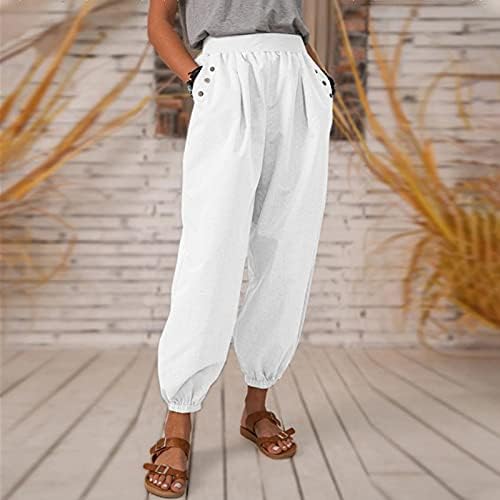 2023 Нови ленти панталони за жени, високи половини широки нозе палацо капри должина удобна модна џогерска панталона за жени