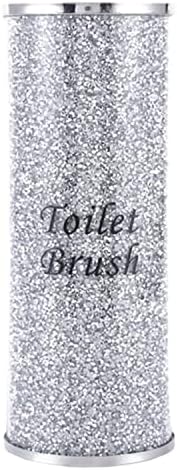 Рачно изработен Држач за Четка за Тоалет со Сребрени Кршени Кристали, Голем Држач За Четка За Тоалетна Четка За Домашна Тоалетна