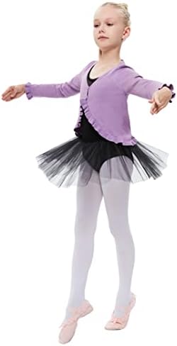 КАРДИГАН Џемпер Од Мали Девојчиња Копче Со Долги Ракави Униформа За Танцување Со Кревање Раменици Плетени Врвови