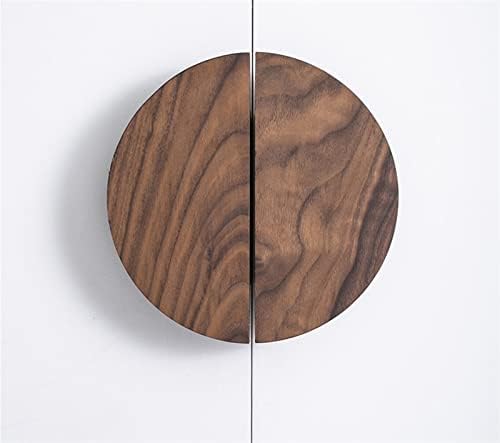 Полу -кружен облик Дрвена фиока за копчето повлекува рачки на кабинетот на орев едноставен хардвер за мебел 1 парчиња