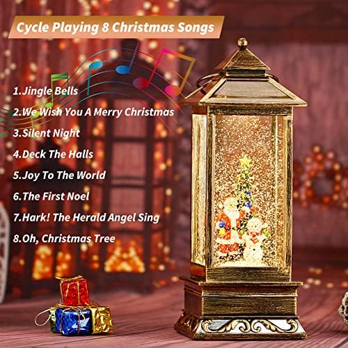 Снежен свет на Санта Снежен свет, Божиќни снежни глобуси Фенер Сјајот осветлен со музика, Божиќни украси и подарок