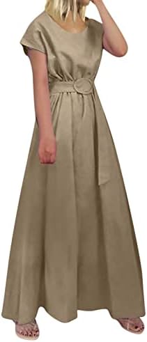 Фустан од туника, жени мода елегантен V врат цврст боја замав фустан лабав појас половината плус големина фустан плус големина миди