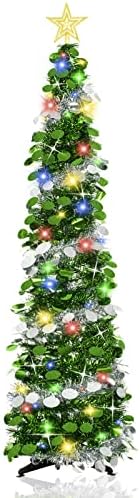 HMASYO POP UP TINSEL ЕРИМА со 50 LED шарени светла - 5ft склопувачки двојни обоени секвенци за вештачки моливки новогодишни елки за домашни