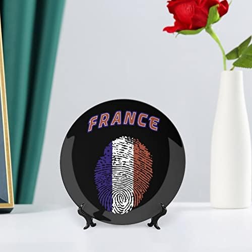 Француски отпечаток керамички декоративни плочи со стојат коски Кина што виси украси десертни плочи