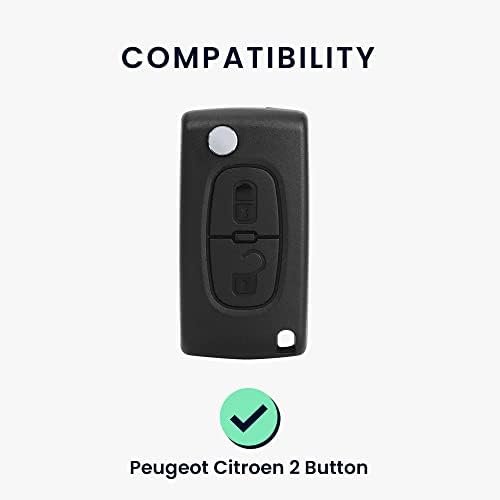 KWMobile Silicone Key Fob Cover компатибилен со копчето Peugeot Citroen 2 копче за автомобилски флип