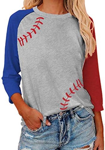 Бејзбол пулвер врвови за жени Раглан долги ракави џемпери, обична блуза со вратот на вратот