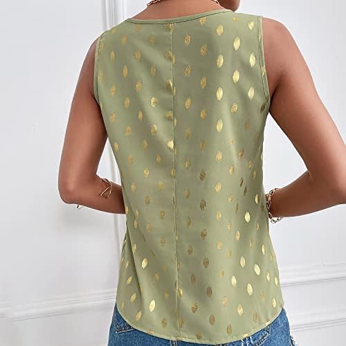 Женски резервоар врвови патент v вратот без ракави кошули со камии, обични текови на резервоарот за туники 2023 летни маици блузи